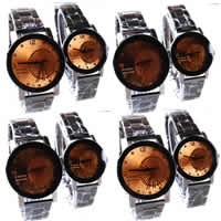 Paar Uhrenarmbänder, Zinklegierung, mit Glas, plattiert, für paar, keine, frei von Kadmium, 35mm, 40mm, 15-20mm, Länge:ca. 8 ZollInch, ca.  9 ZollInch, verkauft von Paar