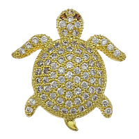 Cubic Zirconia Micro Pave Brass Beads, Turtle, plated, micro pave cubic zirconia & hollow Approx 2mm 