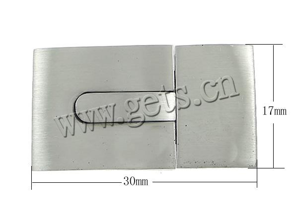 Stainless Steel Leather Band Clasp, Rectangle, Customized, original color, 30x17x5mm, Hole:Approx 15x3mm, Sold By PC