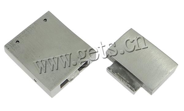 Stainless Steel Leather Band Clasp, Rectangle, Customized, original color, 30x17x5mm, Hole:Approx 15x3mm, Sold By PC
