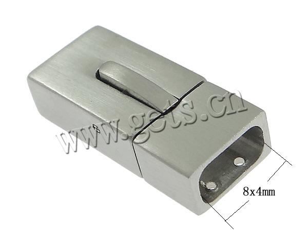 Stainless Steel Leather Band Clasp, Rectangle, Customized, original color, 23x10x7mm, Hole:Approx 8x4mm, Sold By PC