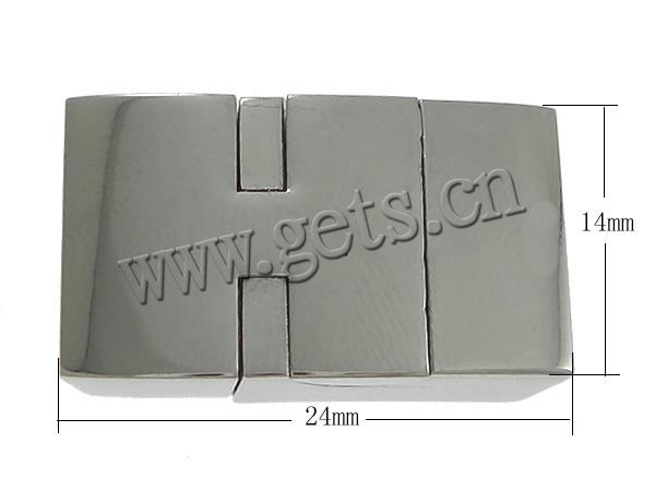 Edelstahl Magnetverschluss, Rechteck, Kundenindividuell, originale Farbe, 24x14x7mm, Bohrung:ca. 12x4mm, verkauft von PC