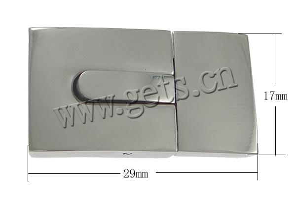 Stainless Steel Leather Band Clasp, Rectangle, Customized, original color, 29x17x5mm, Hole:Approx 15x3mm, Sold By PC