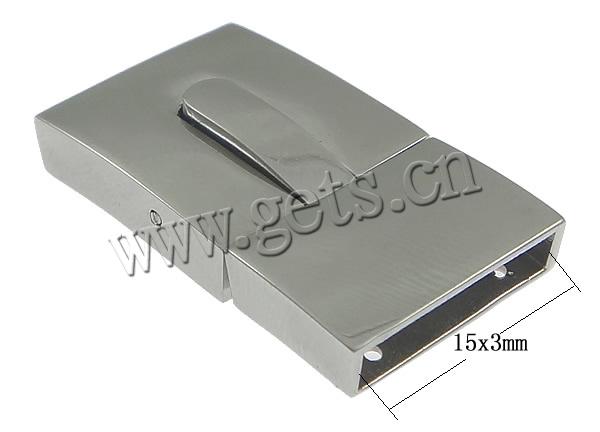 Stainless Steel Leather Band Clasp, Rectangle, Customized, original color, 29x17x5mm, Hole:Approx 15x3mm, Sold By PC