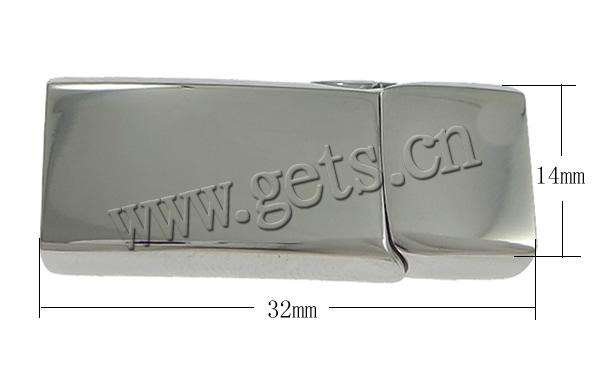Edelstahl Magnetverschluss, Rechteck, Kundenindividuell, originale Farbe, 32x14x8mm, Bohrung:ca. 11x6mm, verkauft von PC