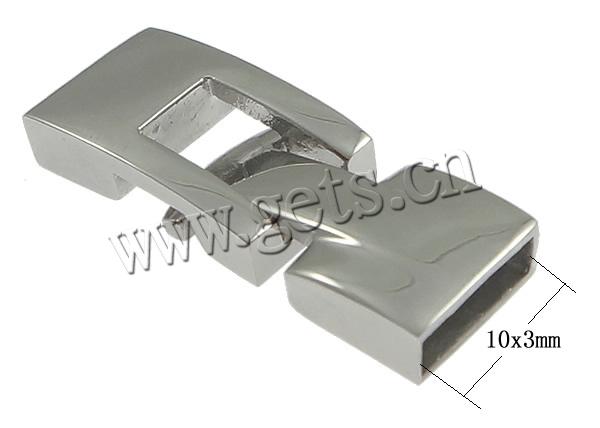 Stainless Steel Leather Band Clasp, Customized, original color, 34x12x5mm, Hole:Approx 10x3mm, Sold By PC