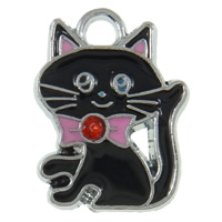 Zinc Alloy Animal Pendants, Cat, plated, enamel Approx 3mm 