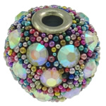 Indonesia Jewelry Beads, with Glass Seed Beads & Brass, Drum, plated, with rhinestone, multi-colored Approx 2.5mm 