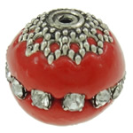 Indonesia Jewelry Beads, with Brass & Zinc Alloy, Round, antique silver color plated, with rhinestone Approx 1mm 