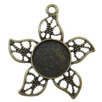 Zinc Alloy Pendant Cabochon Setting, Flower, plated 12mm Approx 2mm 