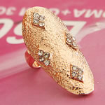 Zinc Alloy Nail Ring, plated, Customized & with rhinestone nickel, lead & cadmium free Inner Approx 14mm 