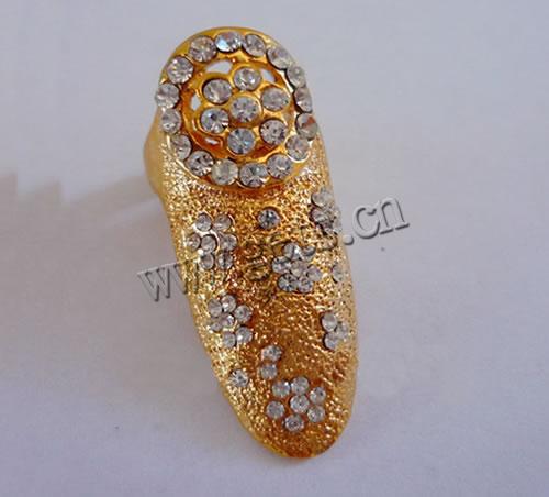 Zinc Alloy Nail Ring, plated, Customized & with rhinestone, more colors for choice, nickel, lead & cadmium free, 13.5x39mm, Inner Diameter:Approx 13mm, Sold By PC