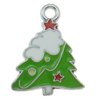Zinc Alloy Christmas Pendants, Christmas Tree, platinum color plated, enamel, green, nickel, lead & cadmium free Approx 2mm 