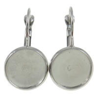 Zinc Alloy Lever Back Earring Blank, Flat Round, plated cadmium free 12mm, Inner Approx 12mm 