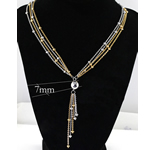 Collar de Acero Inoxidable, con 5cm extender cadena, chapado, 4-aro & 2-tono, 7mm, longitud:aproximado 20.5 Inch, Vendido por Sarta