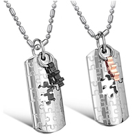 Couple Stainless Steel Necklace, 316L Stainless Steel, plated, for couple & two tone Approx 21.5 Inch 