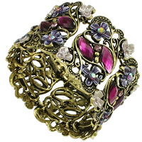 Resin Zinc Alloy Bangle, antique bronze color plated, with resin rhinestone & enamel & with rhinestone, nickel, lead & cadmium free Approx 7 Inch 