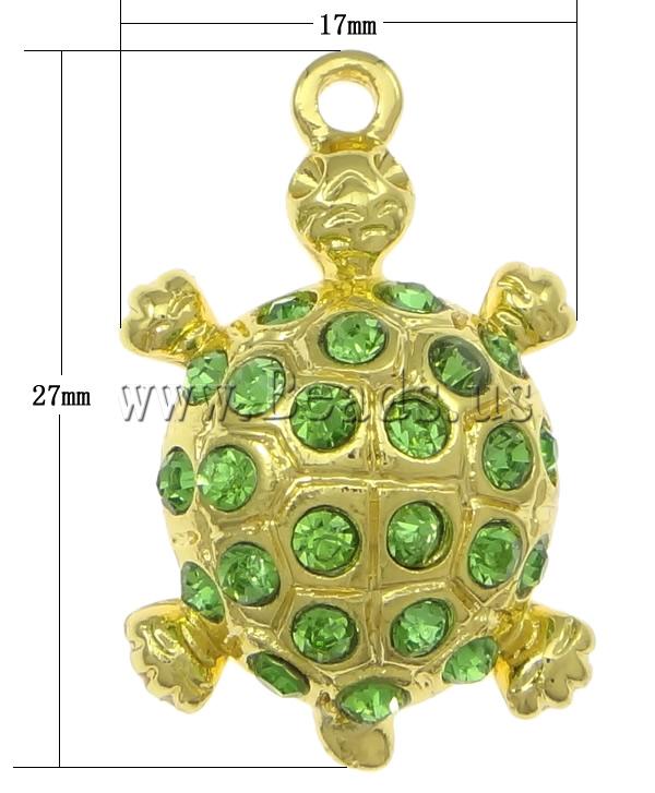 Zinc Alloy Animal Pendants, with rhinestone, 27x17x7mm, Hole:Approx 2.5mm, 50PCs/Lot, Sold By Lot
