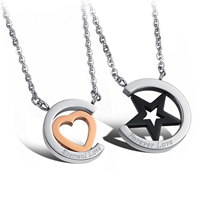 Couple Stainless Steel Necklace, 316L Stainless Steel, plated, for couple & two tone, 24mm, 18mm Approx 18.5 Inch, Approx 20 Inch 