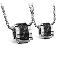316L Stainless Steel Couple Necklace, plated, for couple & two tone, 20mm, 16mm Approx 21.5 Inch 