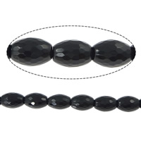 Natural Black Agate Beads, Oval & faceted Approx 1-1.5mm Approx 15 Inch 