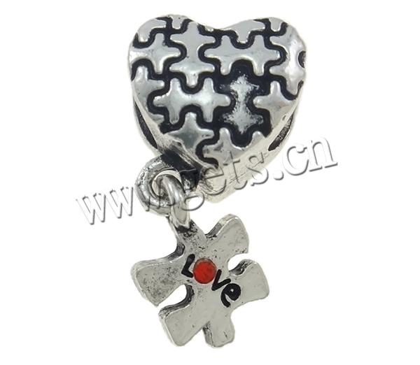 pendentifs European en alliage zinc, alliage de zinc, coeur, Placage, Personnalisé & avec strass, plus de couleurs à choisir, protéger l'environnement, sans nickel, plomb et cadmium, 11.5-22mm, Trou:Environ 5mm, Vendu par PC