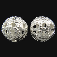 Iron Hollow Beads, Round, plated lead free, 6mm 