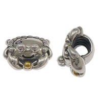 Troll Thailand Sterling Silver European Beads, Crab, real gold plated, with troll, nickel, lead & cadmium free Approx 4mm 