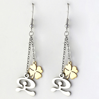 Stainless Steel Drop Earring, plated, two tone  