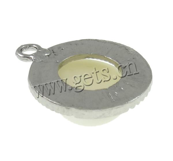 Glas Perlen Zink Legierung Anhänger, Zinklegierung, mit Glasperlen, flache Runde, plattiert, keine, frei von Nickel, Blei & Kadmium, 22x26x10.5mm, Bohrung:ca. 2.5mm, verkauft von PC