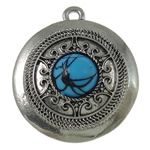 Resin Zinc Alloy Pendants, with Resin, Flat Round, plated nickel, lead & cadmium free Approx 2.5mm 