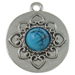 Resin Zinc Alloy Pendants, with Resin, Flat Round, plated nickel, lead & cadmium free Approx 2mm 