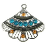 Zinc Alloy Rhinestone Pendants, with Glass Seed Beads, Fan, plated, with rhinestone nickel, lead & cadmium free Approx 2mm 
