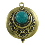 Resin Zinc Alloy Pendants, with Resin, Flat Round, plated nickel, lead & cadmium free Approx 2.5mm 