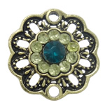 Flower Zinc Alloy Connector, plated, Customized & with rhinestone & 1/1 loop nickel, lead & cadmium free Approx 2mm 