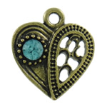 Zinc Alloy Heart Pendants, plated, Customized & with rhinestone nickel, lead & cadmium free Approx 2mm 