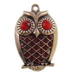 Zinc Alloy Animal Pendants, Owl, plated, Customized & with rhinestone nickel, lead & cadmium free Approx 2mm 