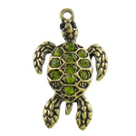 Zinc Alloy Animal Pendants, Turtle, plated, Customized & with rhinestone, nickel, lead & cadmium free Approx 2mm 