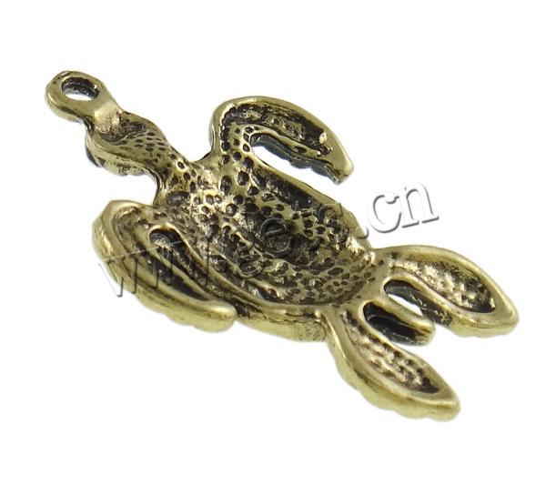 Pendentifs animaux en alliage de zinc, tortue, Placage, Personnalisé & avec strass, protéger l'environnement, sans nickel, plomb et cadmium, 20x33x5mm, Trou:Environ 2mm, Vendu par PC