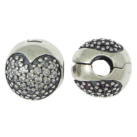 Thailand Sterling Silver European Clip, with cubic zirconia nickel, lead & cadmium free, 10mm Approx 3mm 