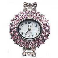 El Reloj De La Cabeza, aleación de zinc, Redondo Aplanado, chapado en color de platina, con diamantes de imitación de Checo, libre de cadmio, 30x28mm, Vendido por UD