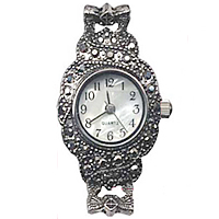 aleación de zinc Cabeza de reloj, chapado en color de platina, con diamantes de imitación de Checo, libre de cadmio, 22x31mm, Vendido por UD