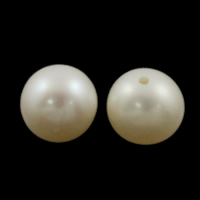 Half Drilled Cultured Freshwater Pearl Beads, Round, natural, half-drilled, white Approx 0.5mm 