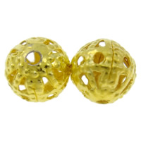 Iron Hollow Beads, Round, plated 6mm 