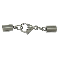 Stainless Steel Lobster Claw Cord Clasp, 304 Stainless Steel, plated, with end cap Inner Approx 3mm 