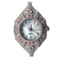 cadran de montre, alliage de zinc, Placage de couleur platine, avec les strass tchèques, sans cadmium Vendu par PC