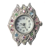 El Reloj De La Cabeza, aleación de zinc, chapado en color de platina, con diamantes de imitación de Checo, libre de cadmio, 23x31mm, Vendido por UD