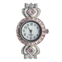 El Reloj De La Cabeza, aleación de zinc, chapado en color de platina, con diamantes de imitación de Checo, libre de cadmio, 22x35mm, Vendido por UD