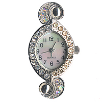 El Reloj De La Cabeza, aleación de zinc, chapado en color de platina, con diamantes de imitación de Checo, libre de cadmio, 19x39.5mm, Vendido por UD