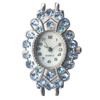El Reloj De La Cabeza, aleación de zinc, chapado en color de platina, con diamantes de imitación de Checo, libre de cadmio, 22x34mm, Vendido por UD